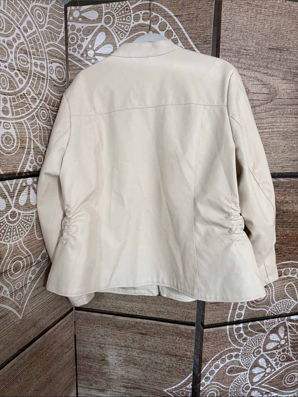 Baccini Cream Faux Leather Zip-Front Jacket - Picture 2 of 3